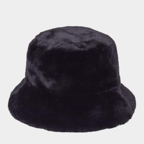 Vintage 90’s-Y2K Black Plush Faux Fur Wide Brim Bucket Hat Buttery Soft - Picture 5 of 17